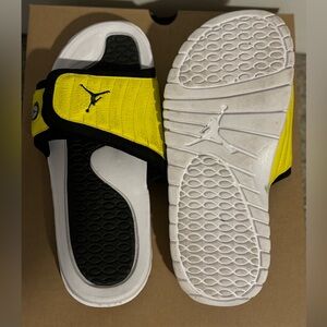 Yellow and Black Jordan Slides